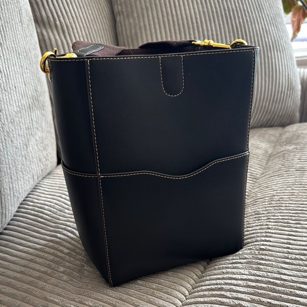 Black and Gold Structured Shoulder Bag